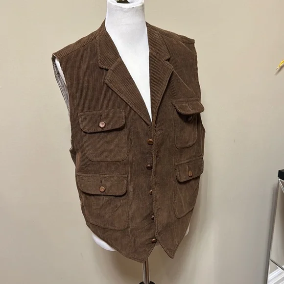 Tommy Hilfiger Men's Brown Corduroy Vest Size M pre-owned. - Picture 1 of 5